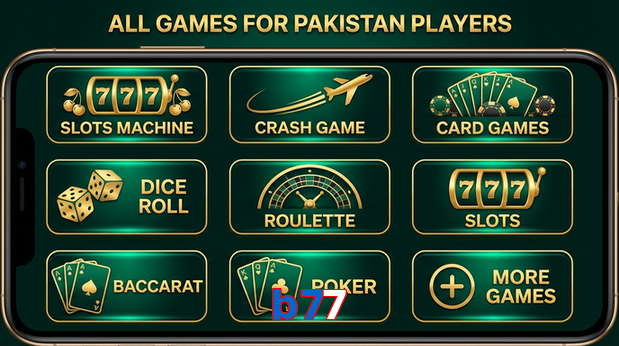 Main screen of B77 games page for PK players